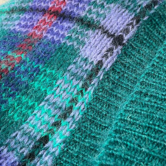 Vintage Lord Isaacs Plaid Button Front Long Sleeve Fuzzy Wool Blend Cardigan Med - Picture 7 of 9